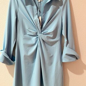 Cinq a Sept Chic Twisted Front Blue Dress